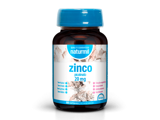 30109410001 zinco 20mg 60 comprimidos naturmil fitness, nutrition