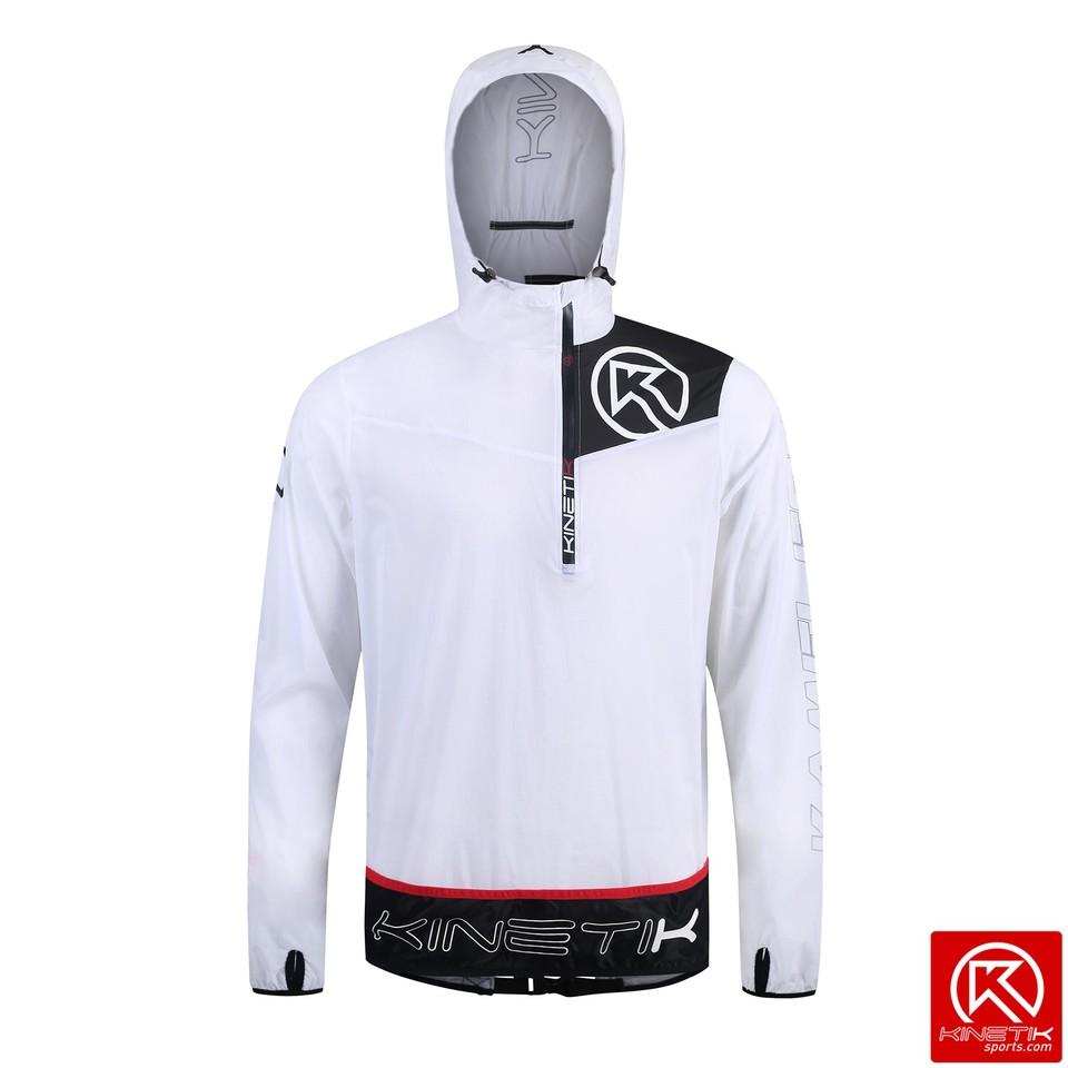 20304800 windproof trail running jacket kameleon white fitness, nutrition