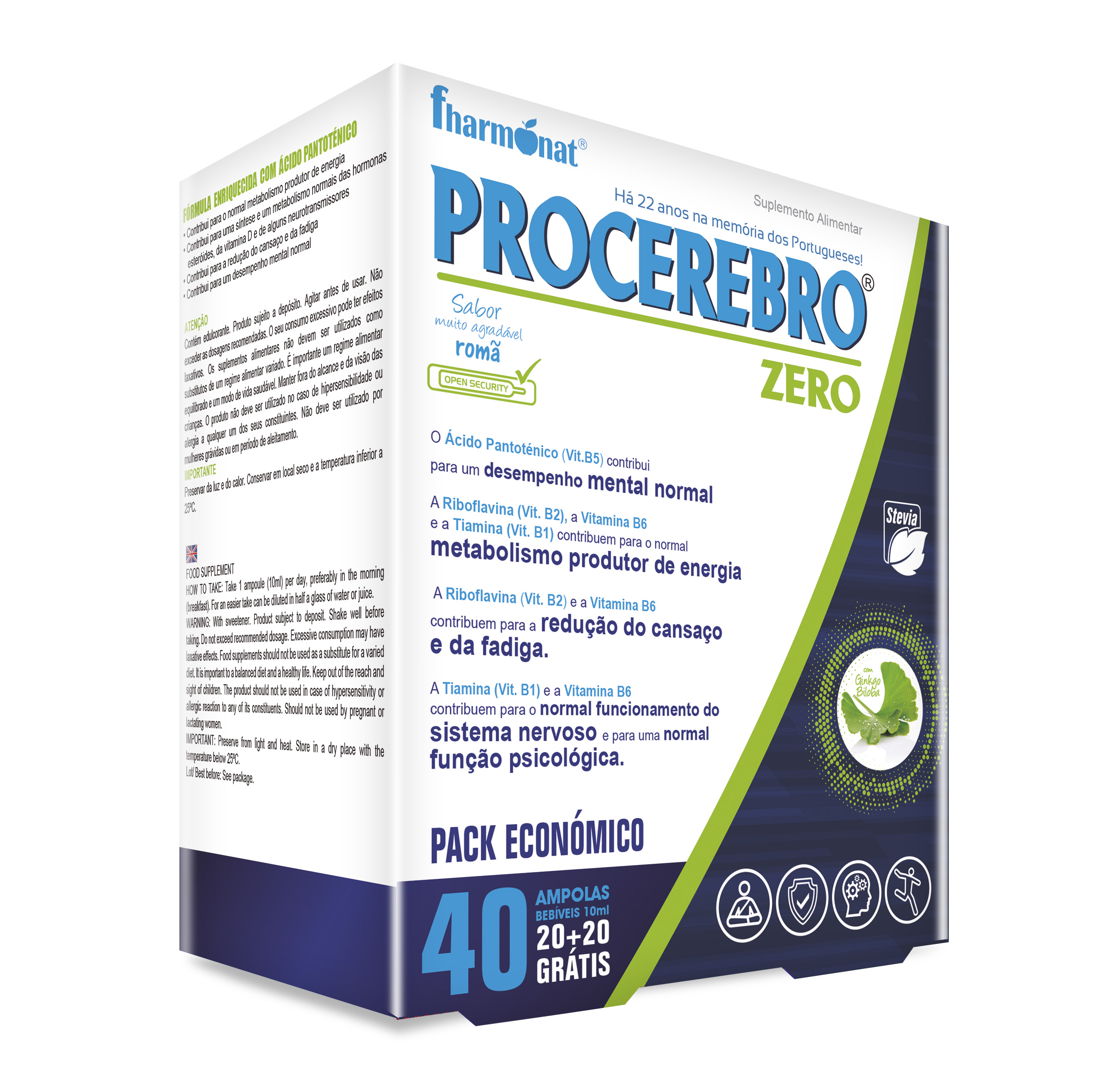 5100051 procerebro zero 40 ampolas fitness, nutrition