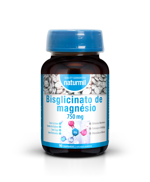 766 bisglicinato de magnesio 750mg  90 comprimidos  naturmil fitness, nutrition