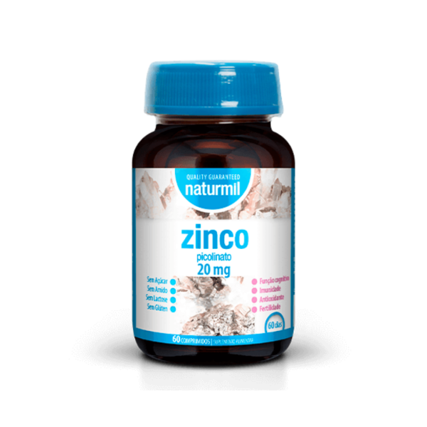 30109410001 zinco 20mg 60 comprimidos naturmil fitness, nutrition